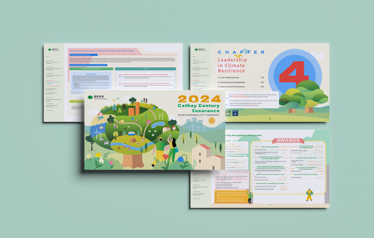 Cathay Century Insurance 2024 Sustainability Report Artistic Layout Design [書本設計/平面設計/書本印刷設計/排版設計/CSR企業社會責任報告書美編排版設計/ESG永續報告書美編排版設計/ESG永續報告書網站設計]手機版(1)